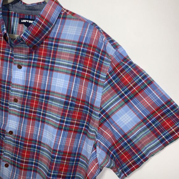 LANDS' END Shirts Short Sleeve Button Down Cotton Size XXL Lot of 3 Plaid - Picture 9 of 12